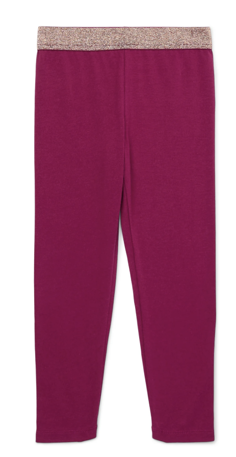 365 Kids Girls Leggings, 2-Pack- Lavender/Gold