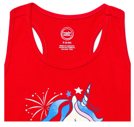 Americana Unicorn Girls Graphic Tank Top