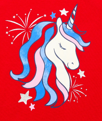 Americana Unicorn Girls Graphic Tank Top